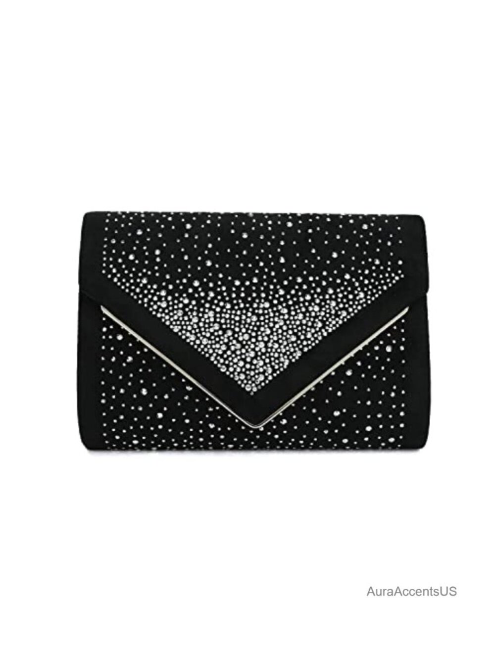 Faux Suede Rhinestone Envelope Clutch Evening Bag Party Handbag